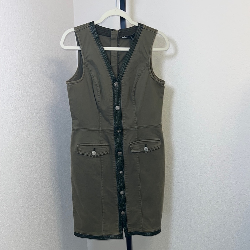 WHITE HOUSE BLACK MARKET Stylish Olive Green Sleeveless Dress